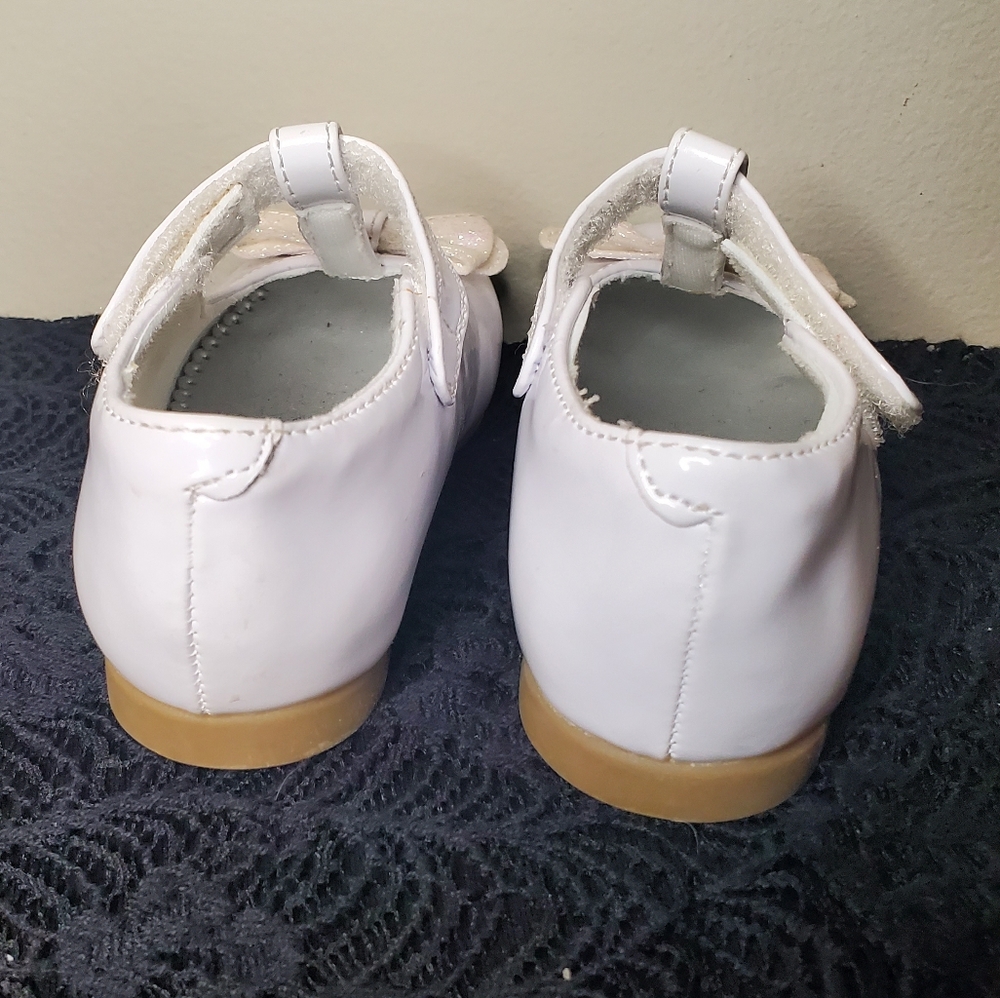 Toddler girl white dress shoes 5m glitter bow Rachel Shoes EUC - Picture 4 of 4